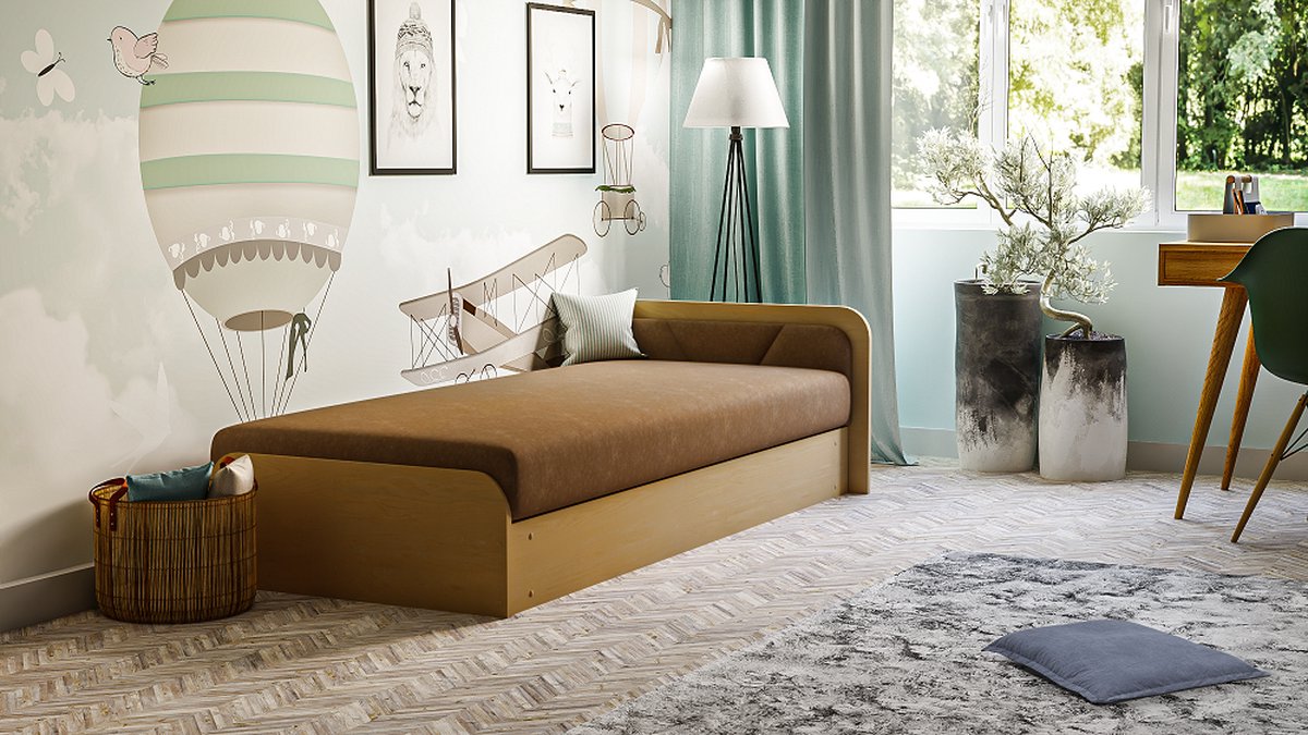 Parys bed - met matras - 80 x 190 - bruin