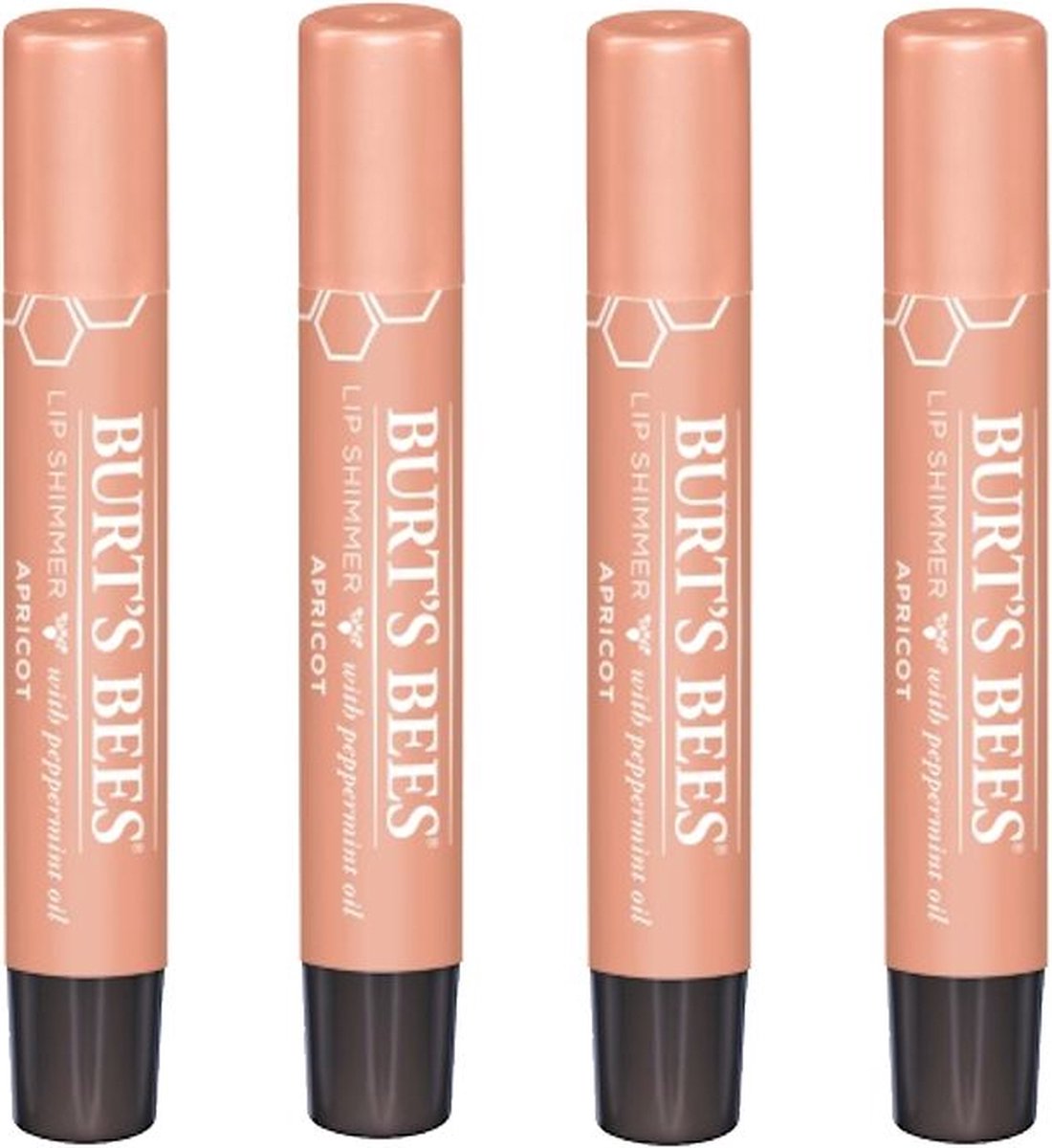 BURT'S BEES - Lip Shimmer Apricot - 4 Pak - Voordeelverpakking