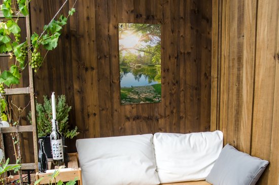 Poster de jardin Arbres - Arbres - Soleil - Herbe - Nature - 40x80 cm - Décoration murale Extérieur - Poster de jardin - Toile de jardin - Poster de clôture - Tableau de jardin