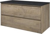 Proline Top wastafelonderkast Set 100x46x54cm onderkast symmetrisch Raw Oak en afdekplaat hardsteen Blue stone