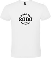 Wit T-Shirt met “Made in 2000 / 100% Original “ Afbeelding Zwart Size XXXL
