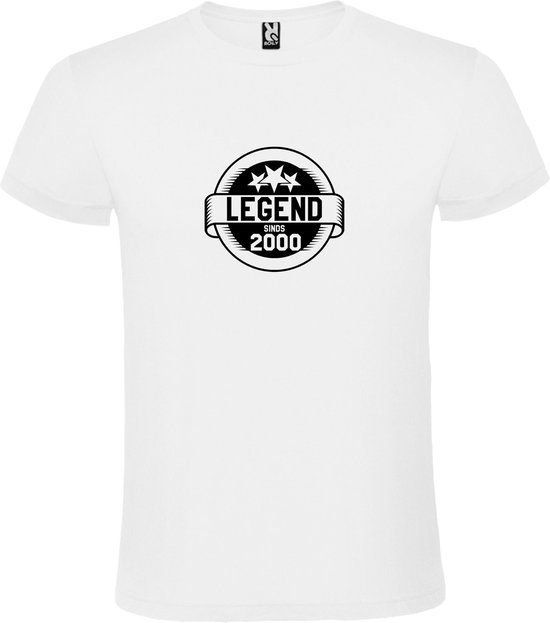 Wit T-Shirt met “Legend sinds 2000 “ Afbeelding Zwart Size XS