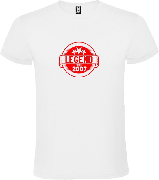 Wit T-Shirt met “Legend sinds 2007 “ Afbeelding Rood Size XS