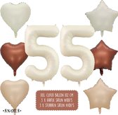 Ballon numéro 55 ans - Snoes - Ballons nus crème satinée - Ballon hélium - Ballons aluminium