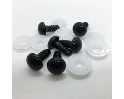 Veiligheidsoogjes zwart rond 10 mm doorsnede - 10 paar veiligheidsogen en achterkanten