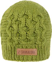 Shakaloha Gebreide Wollen Muts Heren & Dames Beanie Hat van schapenwol Halve Fleece Voering - Bar Beanie Olive Unisex - One Size Wintermuts