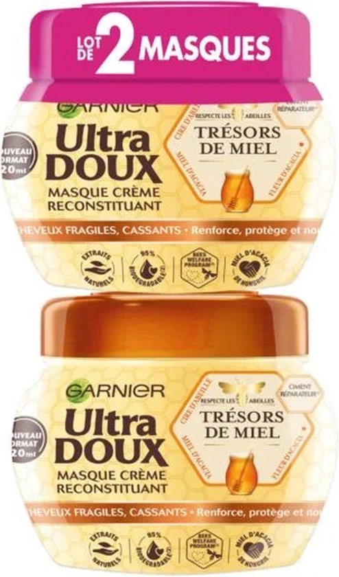 Masque capillaire nourrissant infusé aux belles huiles d'argan et de camélia ULTRA DOUX 4 pots de 320mL