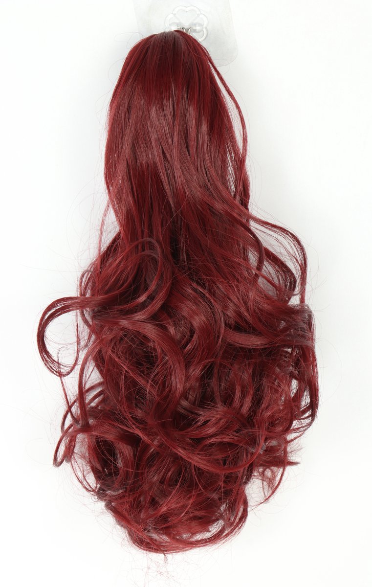 Brazilian Ponytail Bordeaux Rood - #99J - 40cm - Paardenstaart - Haarverlenging - Extensions - Wavy - 99J# - Haarstuk - 16'' - 16 inch - Bordeaux Rood Paars