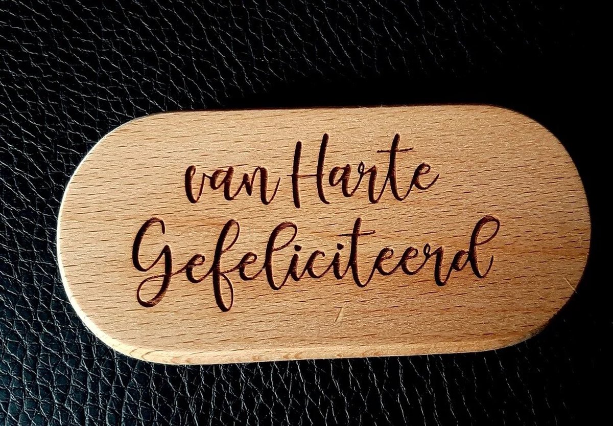 Schubie - Houten Flesopener van harte Gefeliciteerd - verjaardag - Cadeau - Flessenopener - Bieropener
