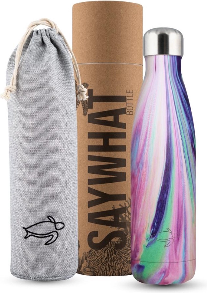 SayWhat Bottle Art Pink Mix - 500ml - Drinkfles - Waterfles - Thermosfles - Thermoskan
