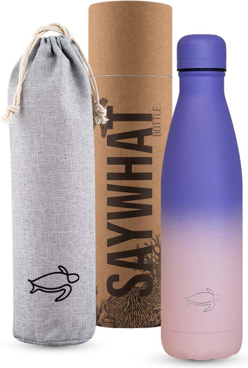SayWhat Bottle Lilac & Pink - 500ml - Drinkfles - Waterfles - Thermosfles - Thermoskan