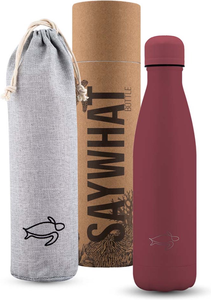 SayWhat Bottle All Sea Lilly Bordeaux - 500ml - Drinkfles - Waterfles - Thermosfles - Thermoskan