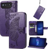 Mobigear Telefoonhoesje geschikt voor ASUS ROG Phone 6 Pro Hoesje | Mobigear Butterfly Bookcase Portemonnee | Pasjeshouder voor 3 Pasjes | Telefoonhoesje voor Pinpas / OV Kaart / Rijbewijs - Paars
