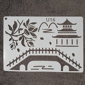 Stencil, China, A5, kaarten maken, scrapbooking, sjabloon, knutselen, herbruikbaar