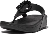 FitFlop Lulu Crystal-Circlet Leather Toe-Post Sandals ZWART - Maat 38