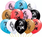 Ballonnen - Paarden - Verjaardag - Latex Ballonnen - Pony - Horses - 12 stuks - 6 kleuren - Feestdecoratie - Kinderpartijtje - Knoopballonnen - Themafeestje - Kinderen - Versiering