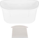 Poubelle suspendue Intirilife en blanc avec spatule poubelle - poubelle universelle pour cuisine, salle de bain, déchets organiques, déchets résiduels