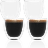 Intirilife 4x dubbelwandig transparant espressoglas Koffieglas Theeglas Thermoglas Decoratieglas Espressoglas