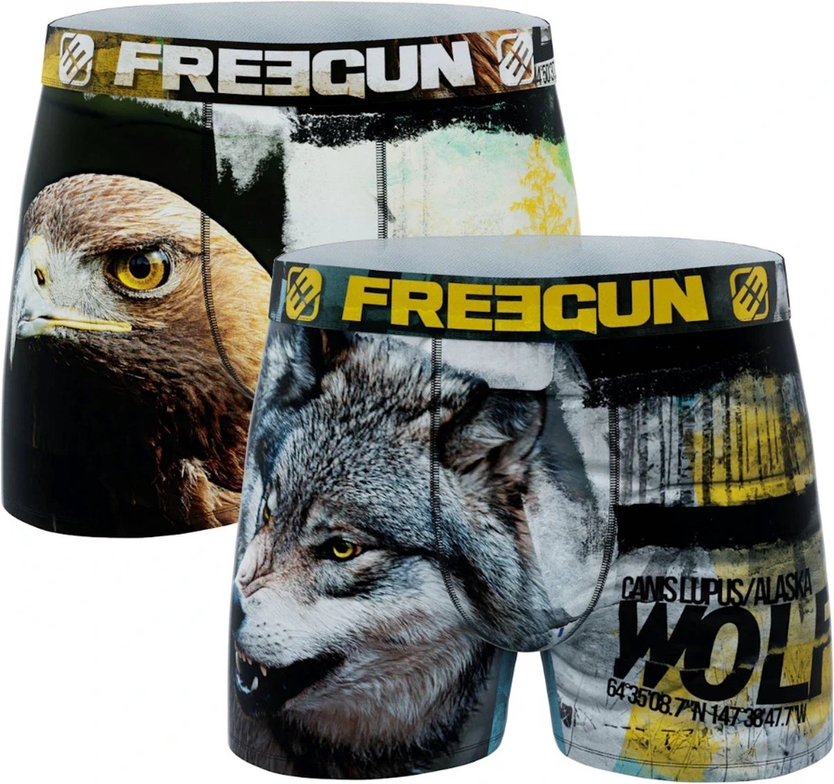 Freegun microvezel heren boxershorts | MAAT XL | 2-pack | Duo Wolf/Arend