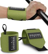 Breaking Limits Poignets pour Fitness & Crossfit - Bracelets pour Musculation - Attelle de Poignet - Vert Militaire - 2 Pièces