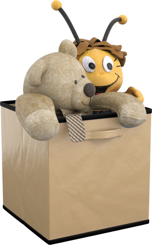 Intirilife 6x boîte de rangement pliable en tissu beige - boîte de collecte multifonctionnelle à combiner avec des armoires ou des étagères