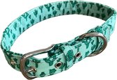 Honden Halsband - Maat S - Groene cactus print halsband - Vrolijk - Halsband - Hond - Kat - Verstelbaar - Stevig -