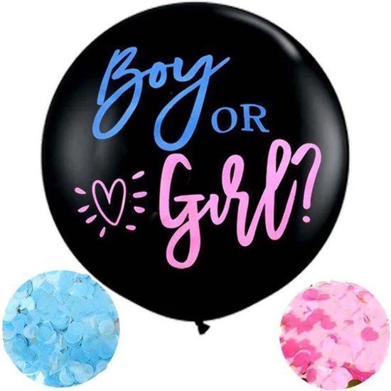 Festivz Gender Reveal Ballon - Gender reveal versiering - Boy or Girl - Papieren Confetti - Geslachtsbekendmaking - Babyshower - 90 cm - Zwangerschap