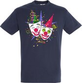 T-shirt kinderen Carnaval Masker | Carnaval | Carnavalskleding Kinderen Baby | Navy | maat 164