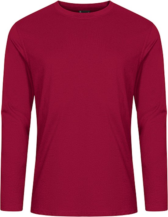 Donker Rood t-shirt lange mouwen merk Promodoro maat XL