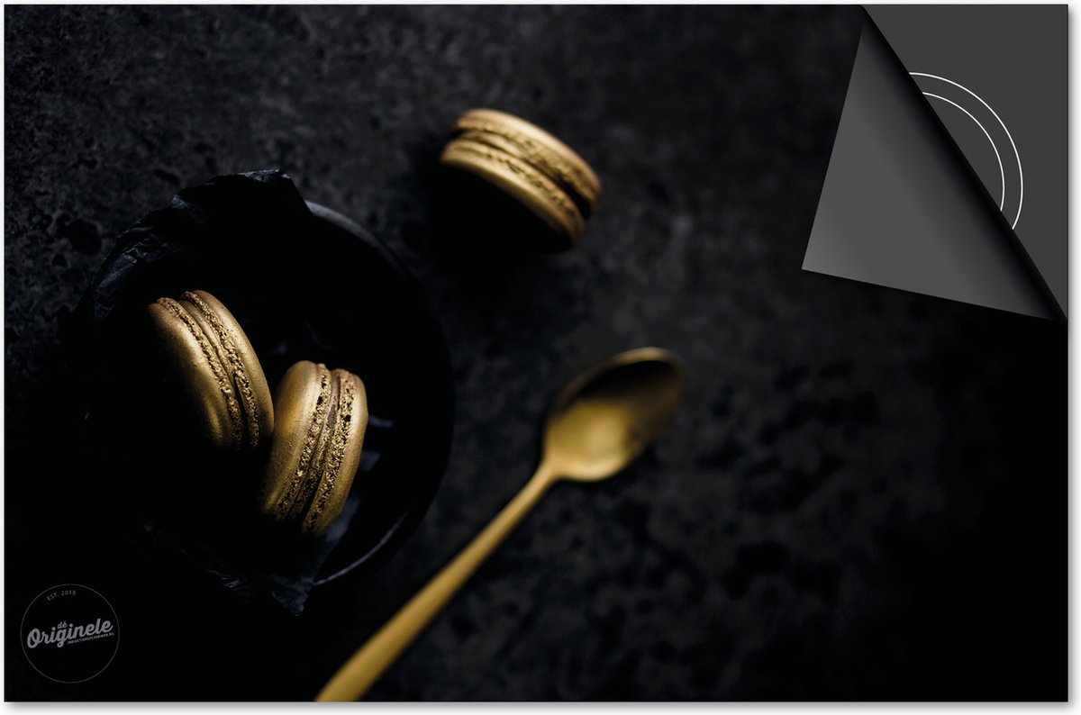 Inductie beschermer 65x52 - afdekplaat inductie mat - Dietrix Kookplaat beschermer - DELUXE - Black en Gold - Macarons