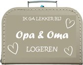 Kinderkoffertje Koffertje Koffer zand - Bedrukt - Ik ga lekker bij opa & oma logeren - 25 cm