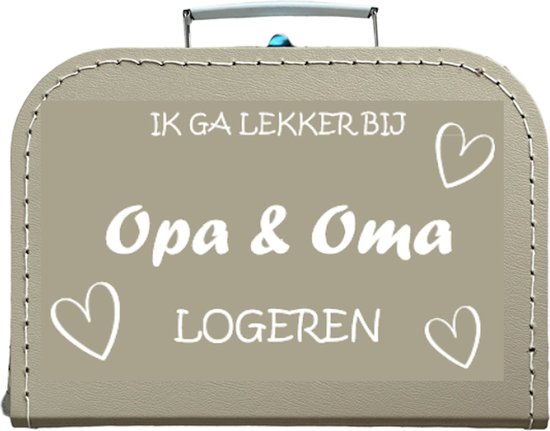 Kinderkoffertje Koffertje Koffer zand - Bedrukt - Ik ga lekker bij opa & oma logeren - 25 cm Kinderkoffertje Koffertje Koffer zand - Bedrukt - Ik ga lekker bij opa & oma logeren - 25 cm