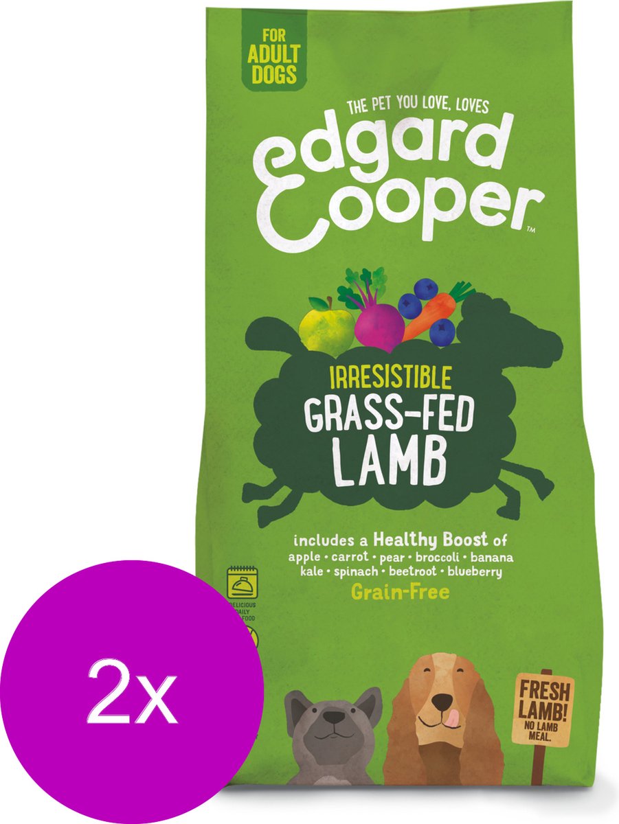 Bol.com Edgard & Cooper Irresistible Grass-Fed Lamb Adult Lam&Appel&Wortel - Hondenvoer - 2 x 12 kg aanbieding