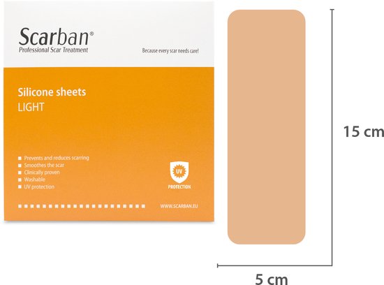 Scarban Light siliconenpleister 5 x 15 cm | vermindert littekens en littekenklachten | litteken pleister