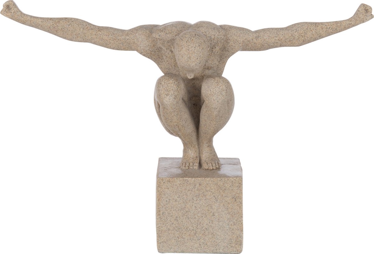 J-Line decoratie Sporter op voet - marmer/polyresin - beige - small