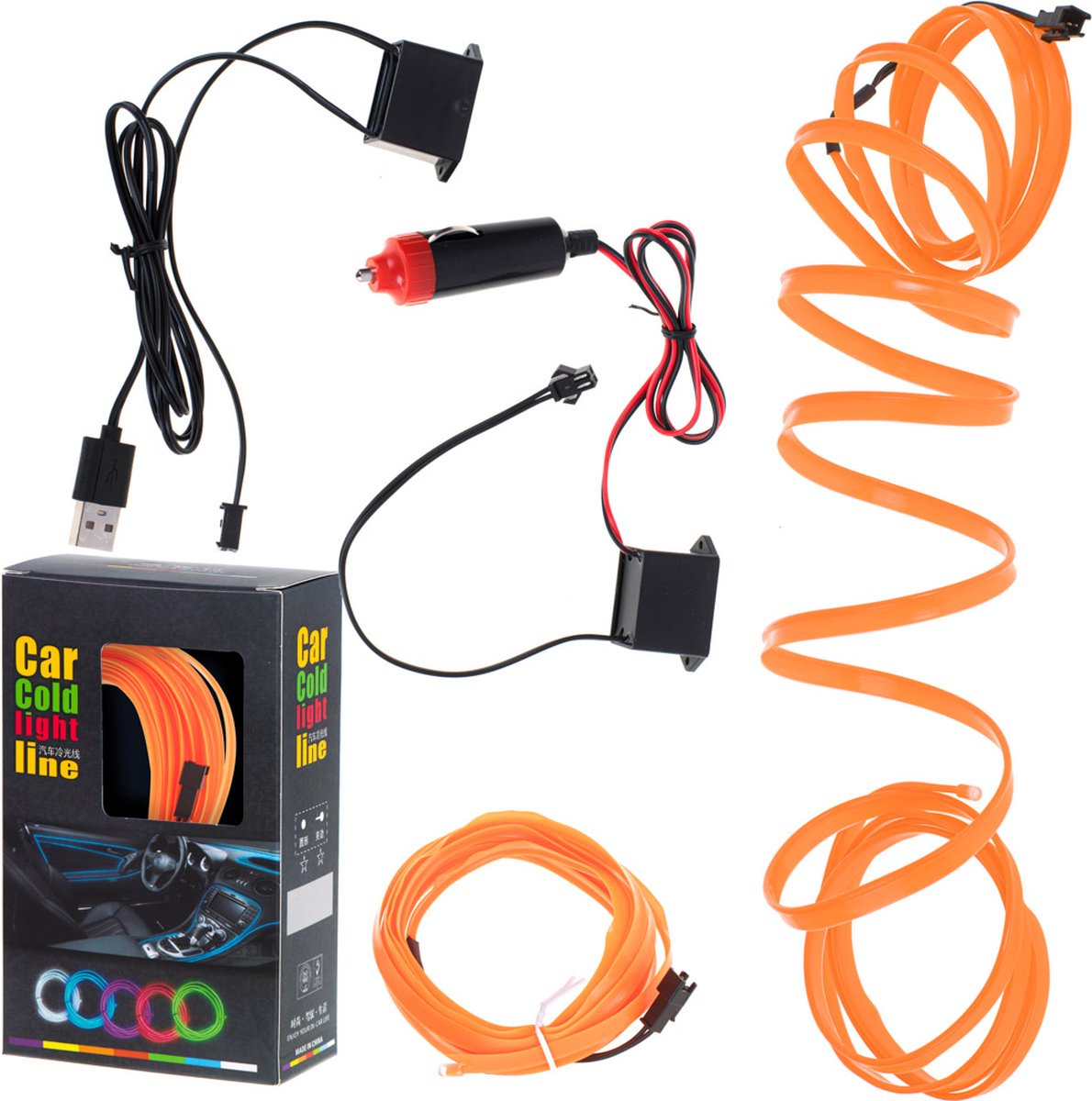 Ambient LED autoverlichting / auto USB / 12V oranje