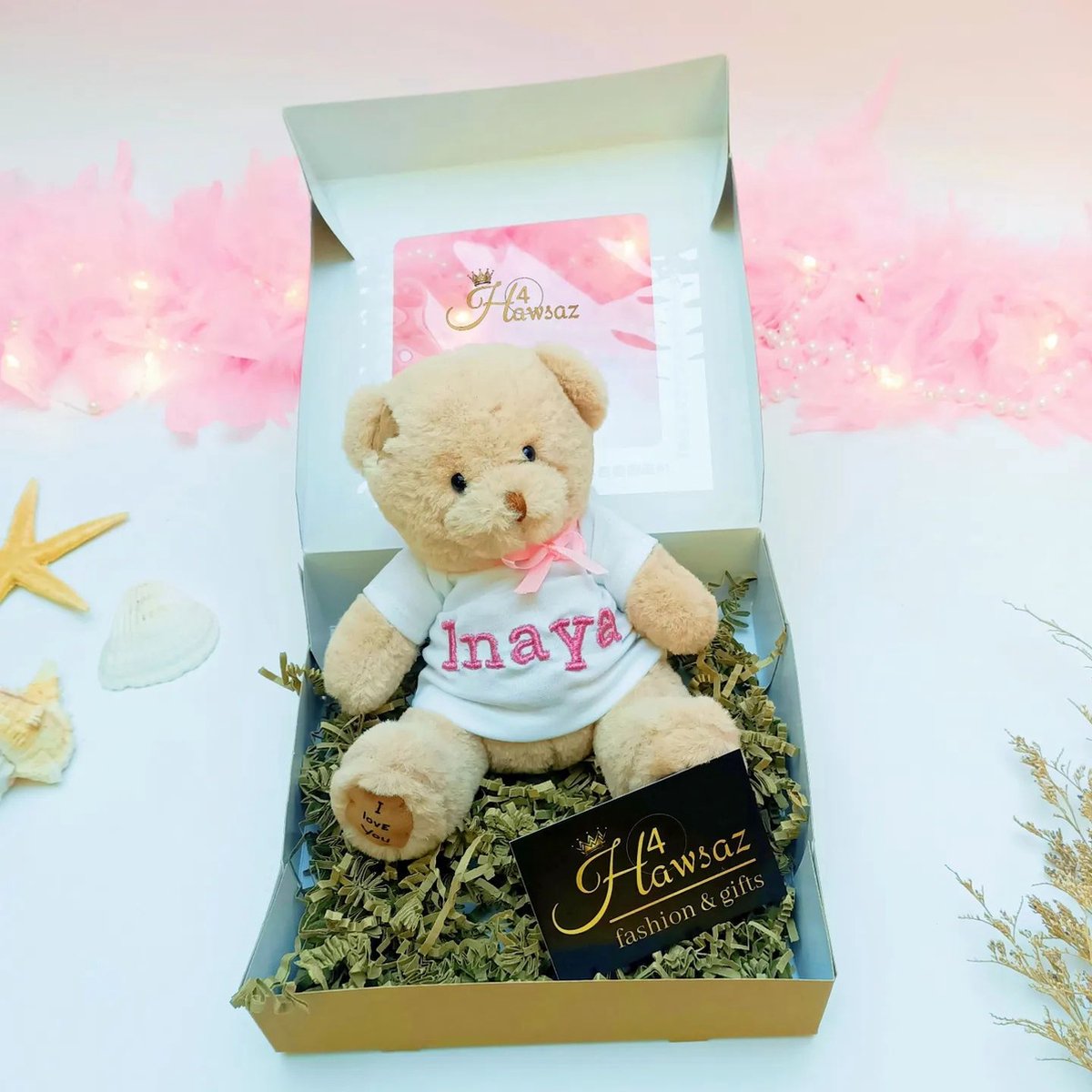 Goedkoopste Kraamcadeau - Baby knuffel - Hawsaz.nl cadeau - Babygeschenk - knuffel met naam - kraamcadeau met naam - kado - Teddy beer - Lief - knuffel beer 18 cm - Naam Personaliseren - Babyshower cadeau - voor jongen en meisje - Geborduurd - Tweeling cadeau