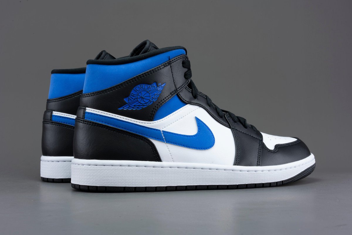 Nike Air Jordan 1 Mid Heren Sneakers - Wit/Blauw/Zwart - Maat 43 | bol.com
