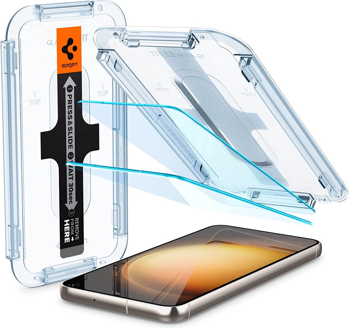 Geschikt voor Spigen Samsung Galaxy S23 Glas.tR EZ Fit Screenprotector 2 Stuks - Transparant
