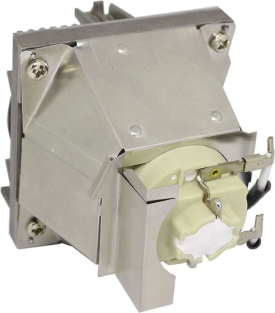Lampe de projecteur avec boîtier métallique et douille de couleur crème.