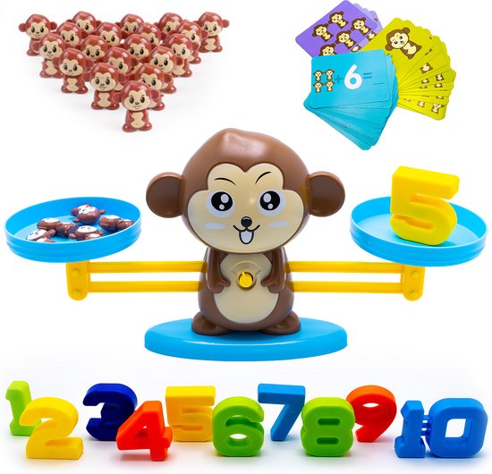 Monkey Balance Game - Kerst Cadeau - Kerstkado - Speelgoed Jongens & Meisjes - Speelgoed - Ik Leer Rekenen - 4 Jaar - 5 Jaar - 6 Jaar - Leren Rekenen - Aap Speelgoed - Balansspel - Leren Tellen - Ik Leer Cijfers - Montessori Speelgoed
