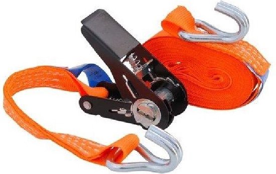 Sangle d'arrimage - Sangle d'arrimage 0,8 Ton x 6 mètres - 2,5 cm de large - Avec cliquet