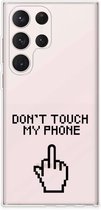 Leuk TPU Back Case Geschikt voor Samsung Galaxy S23 Ultra Hoesje Finger Don't Touch My Phone