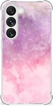 Smartphone hoesje Geschikt voor Samsung Galaxy S23 Stevige Telefoonhoesje met transparante rand Pink Purple Paint