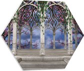 WallClassics - PVC Schuimplaat Hexagon - Koepel met Bloemen - 50x43.5 cm Foto op Hexagon (Met Ophangsysteem)