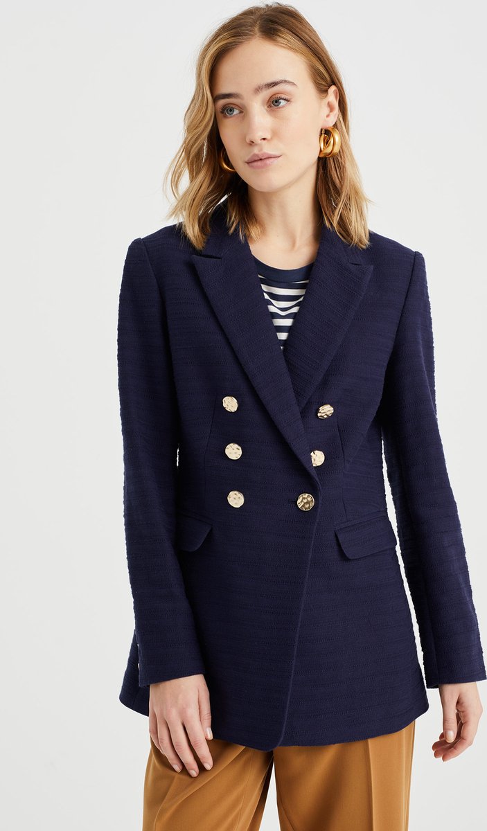 WE Fashion Dames regular fit bouclé blazer
