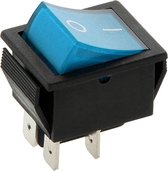 Interrupteur - bleu - 250 volts - 15A - lumineux - carré