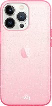 xoxo Wildhearts siliconen glitter hoesje - Sparkle Away Pink - Geschikt voor iPhone 13 Pro Max - Shockproof case met glitters - Roze