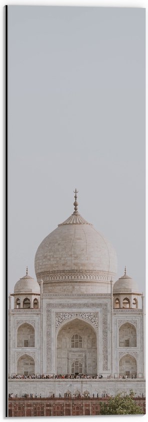 WallClassics - Dibond - Moskee Taj Mahal - India - 20x60 cm Foto op Aluminium (Wanddecoratie van metaal)