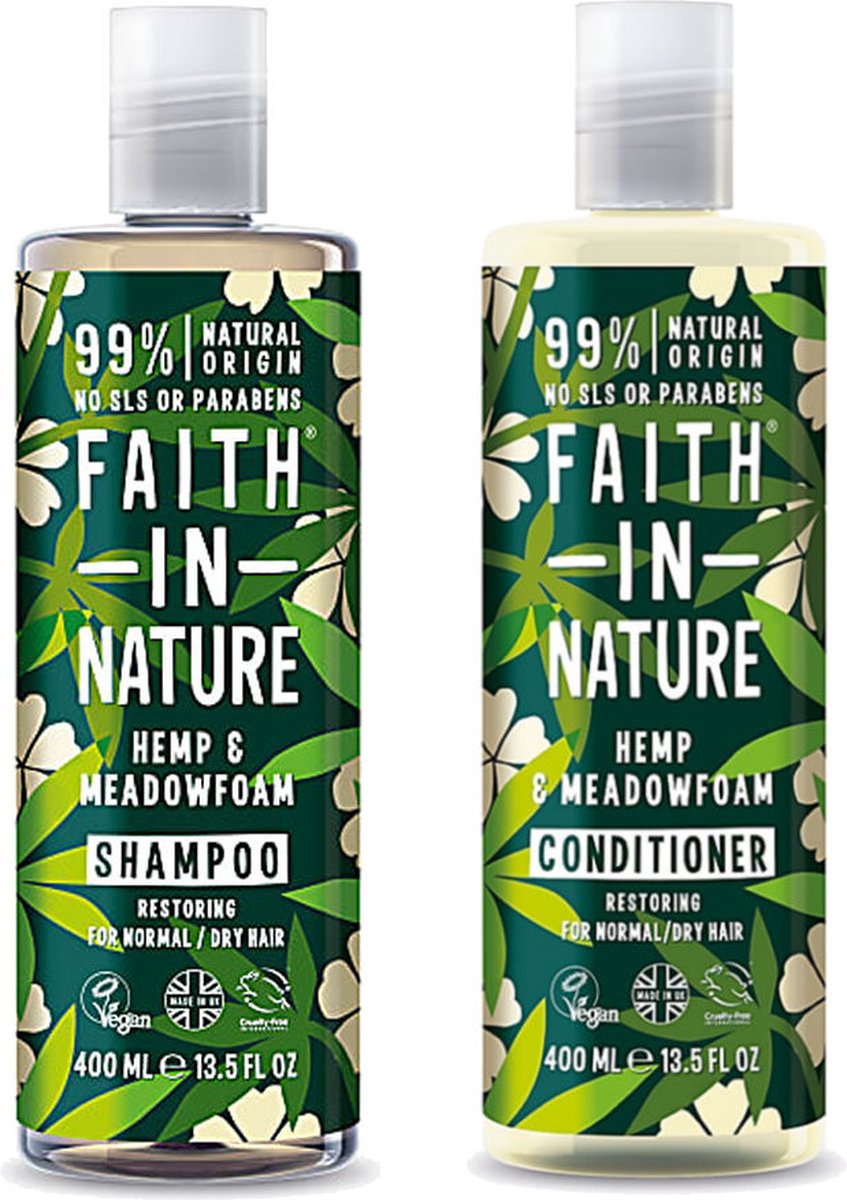 Faith in Nature - Hemp & Meadofoam - Shampoo + Conditioner - 2 Pak